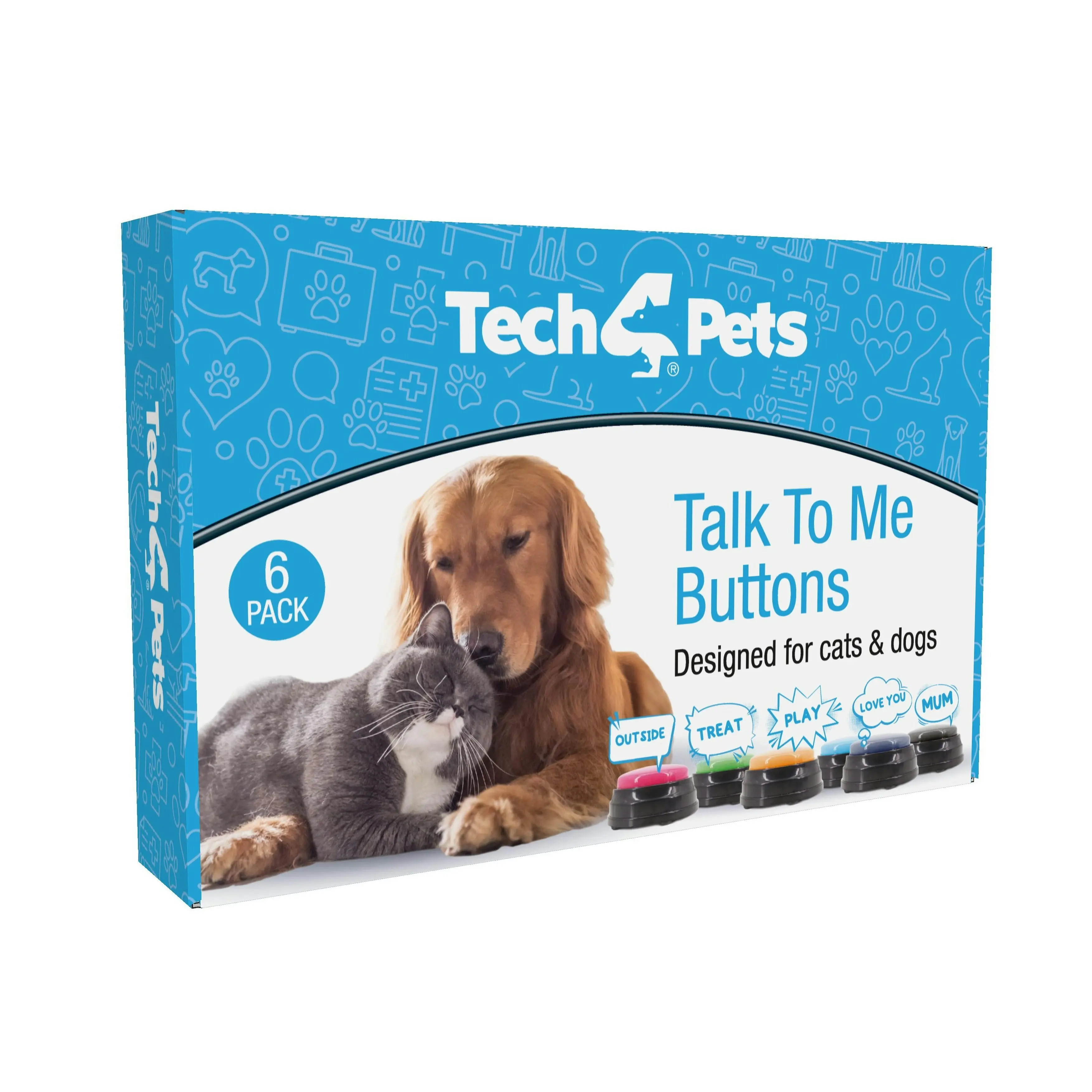 Tech4Pets 6-Pack Talking Buttons: Interactive Pet Communication