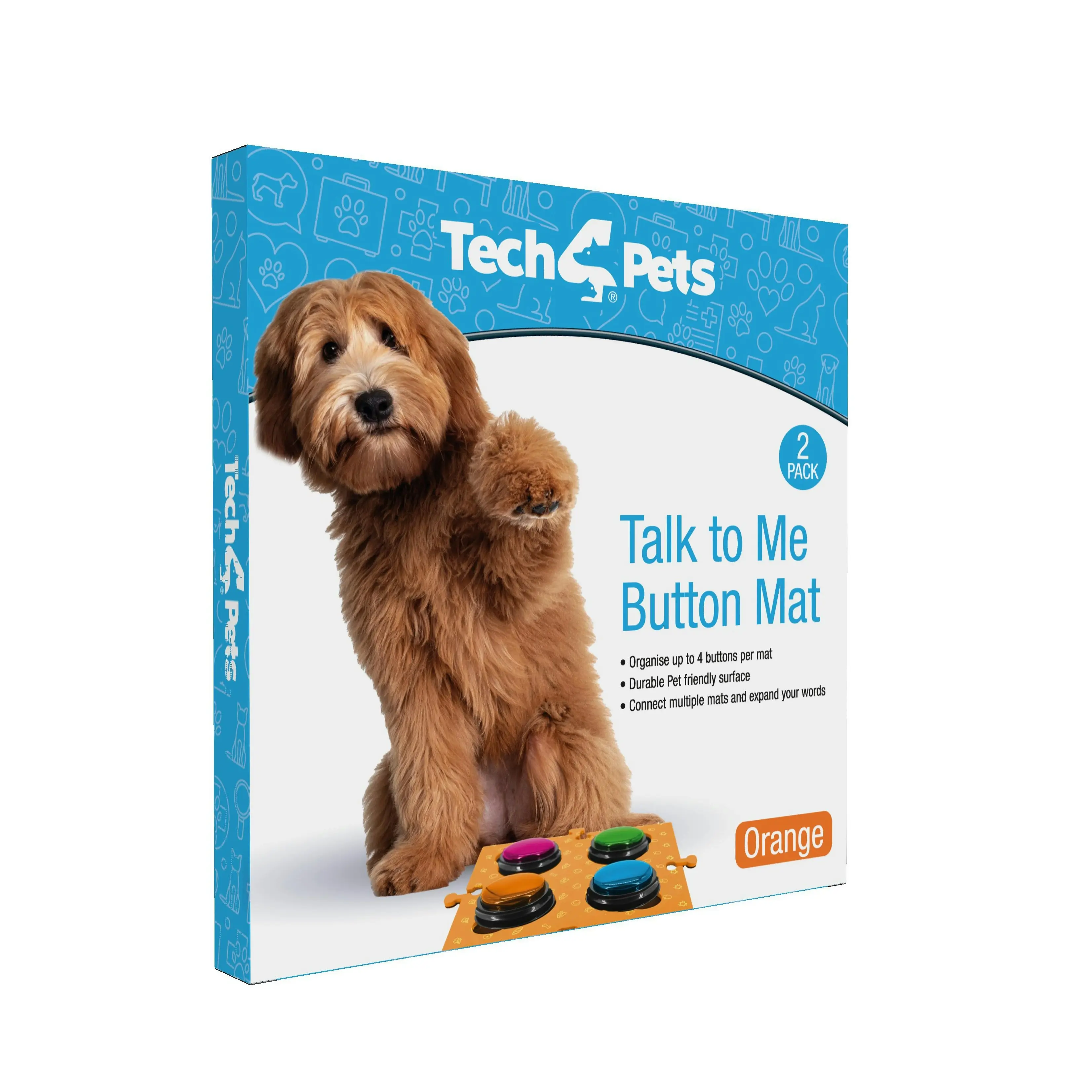 Tech4Pets Orange 2-Pack Talking Button Mat - Floor Protection