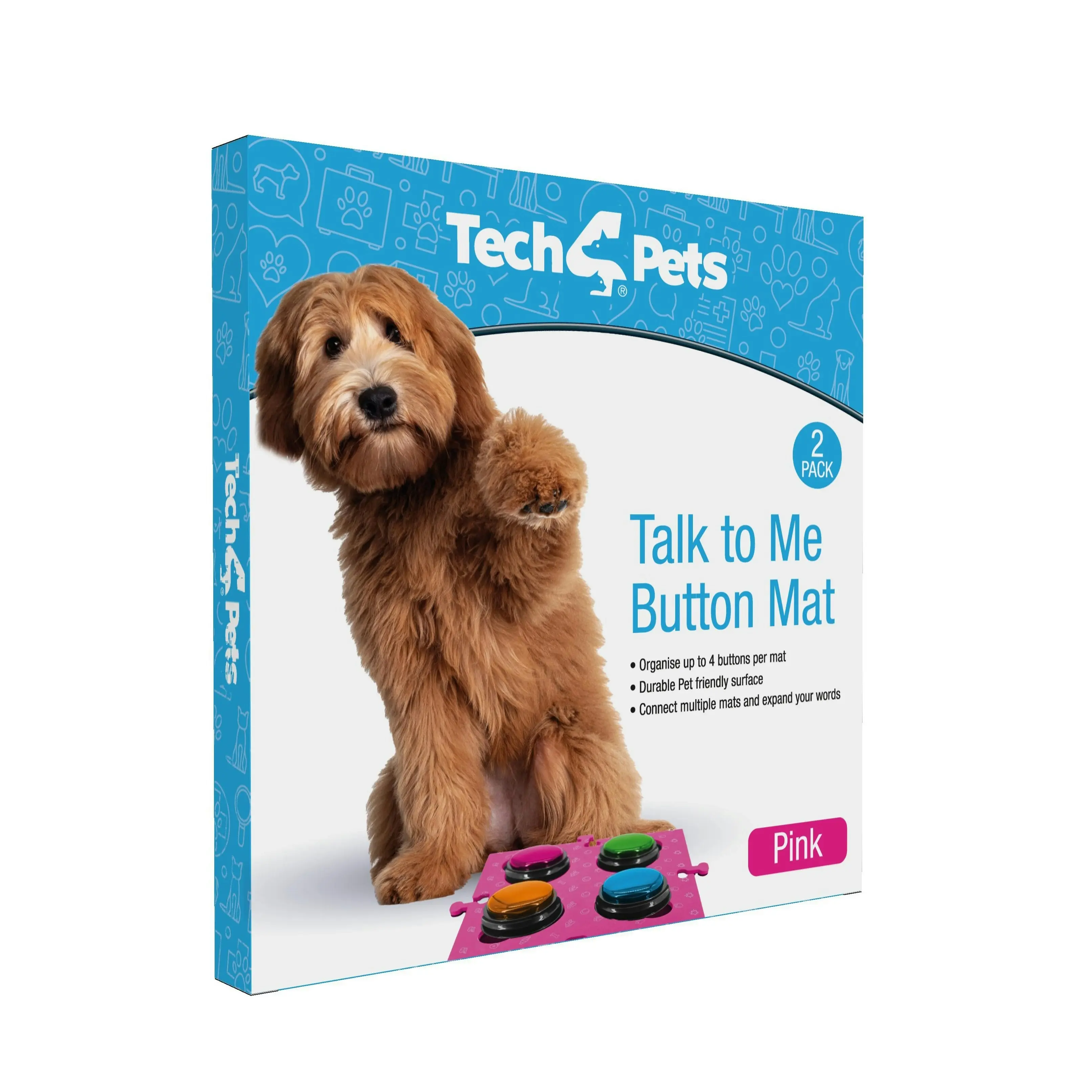 Tech4Pets Pink 2-Pack Talking Button Mat - Floor Protection