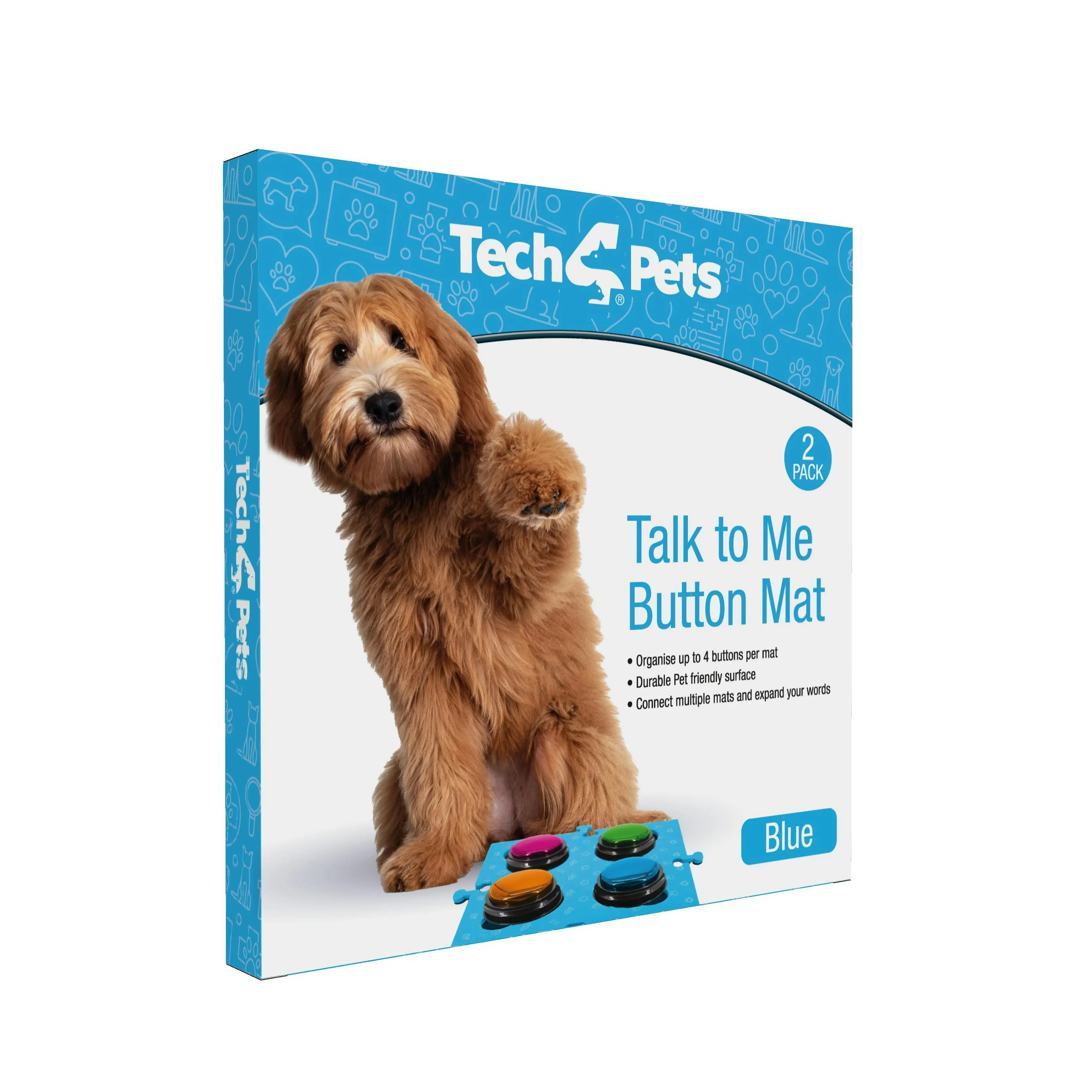 Tech4Pets Blue 2-Pack Talking Button Mat - Floor Protection