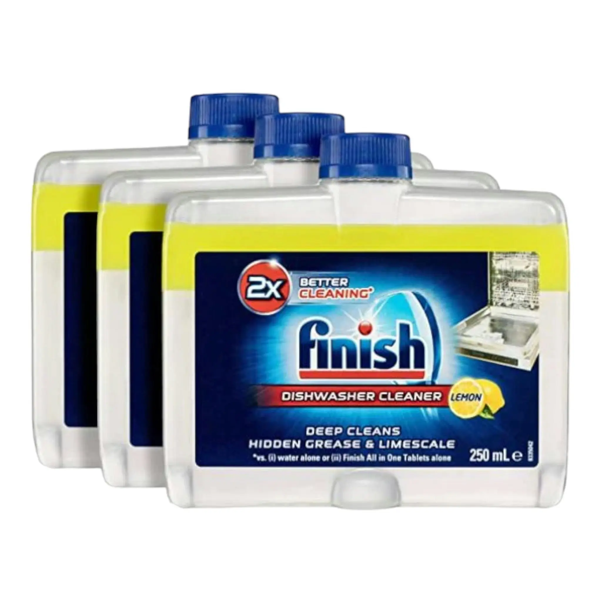 3 Pack Finish Dishwasher Deep Cleaner Lemon Liquid 250ml