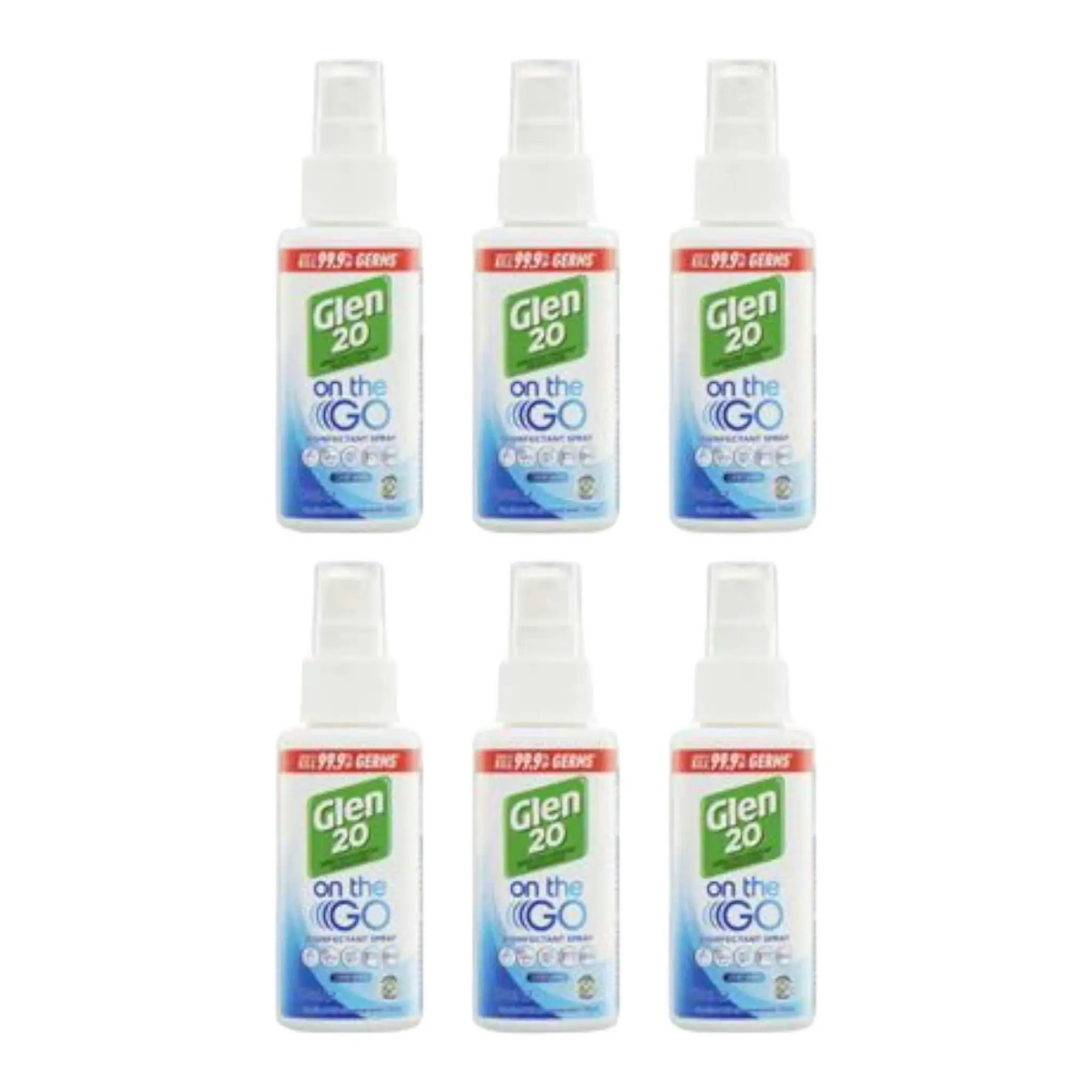 6 Pack Glen 20 On The Go Disinfectant Spray Crisp Linen 100ml