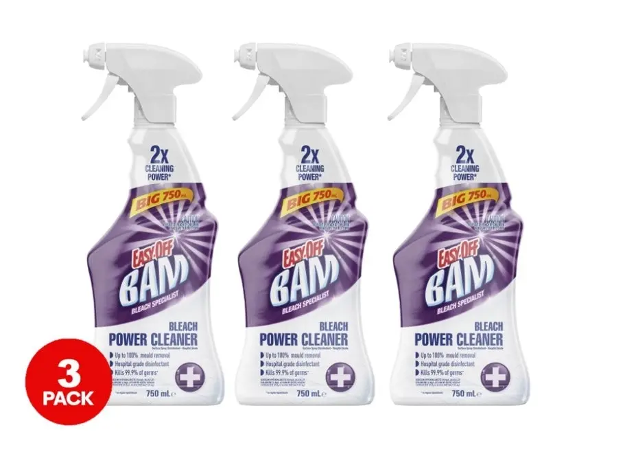 3 Pack Easy-off Bam Bathroom Bleach Trigger Spray 750ml