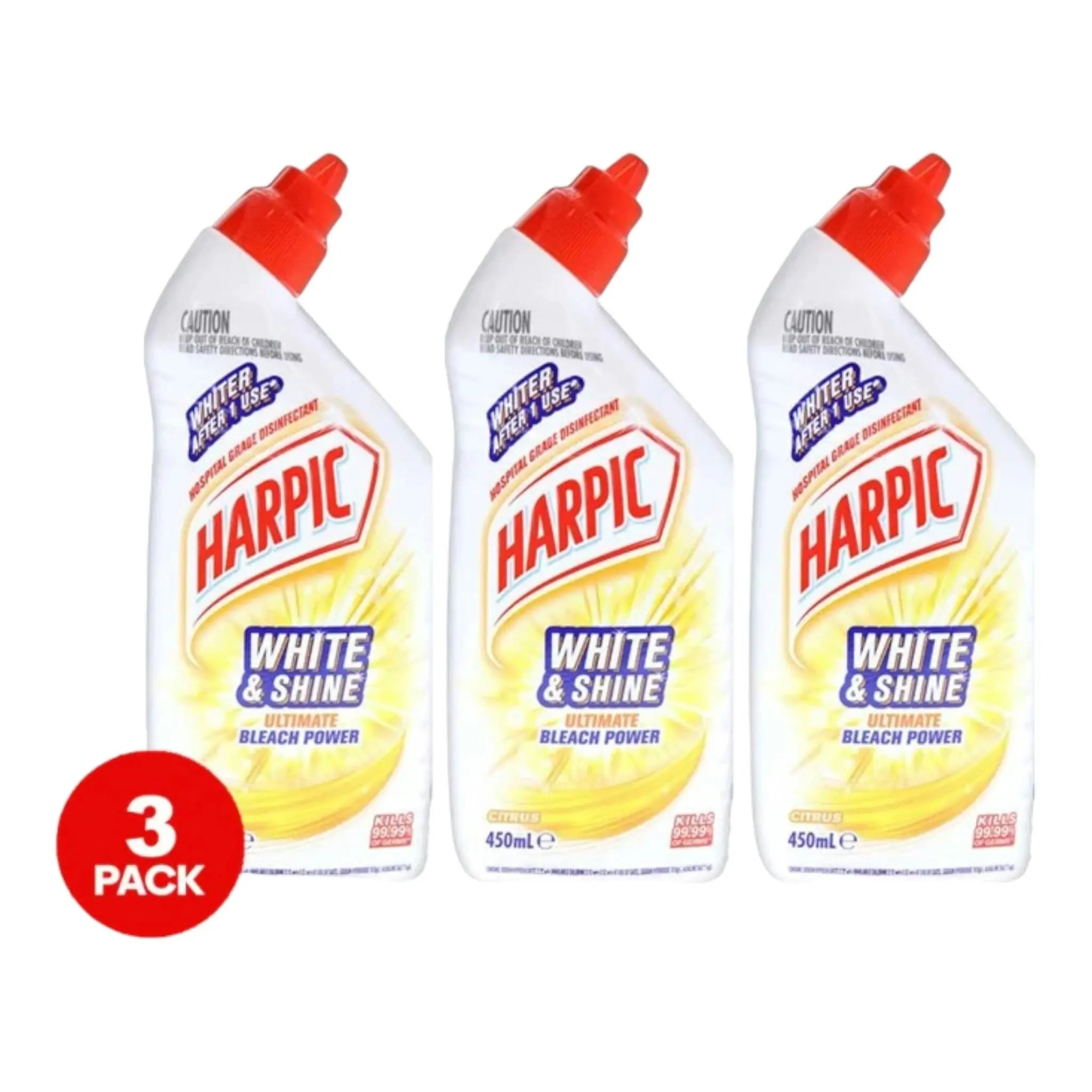 3 Pack Harpic White and Shine Bleach 450ml