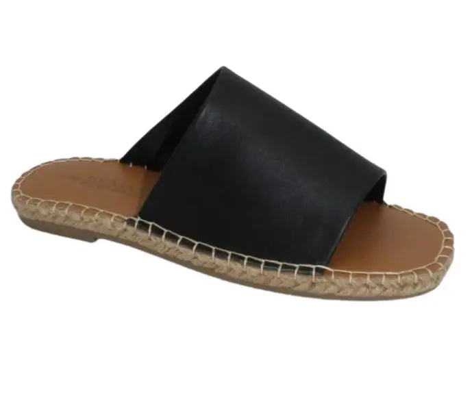 Navada Leather Espadrille Black