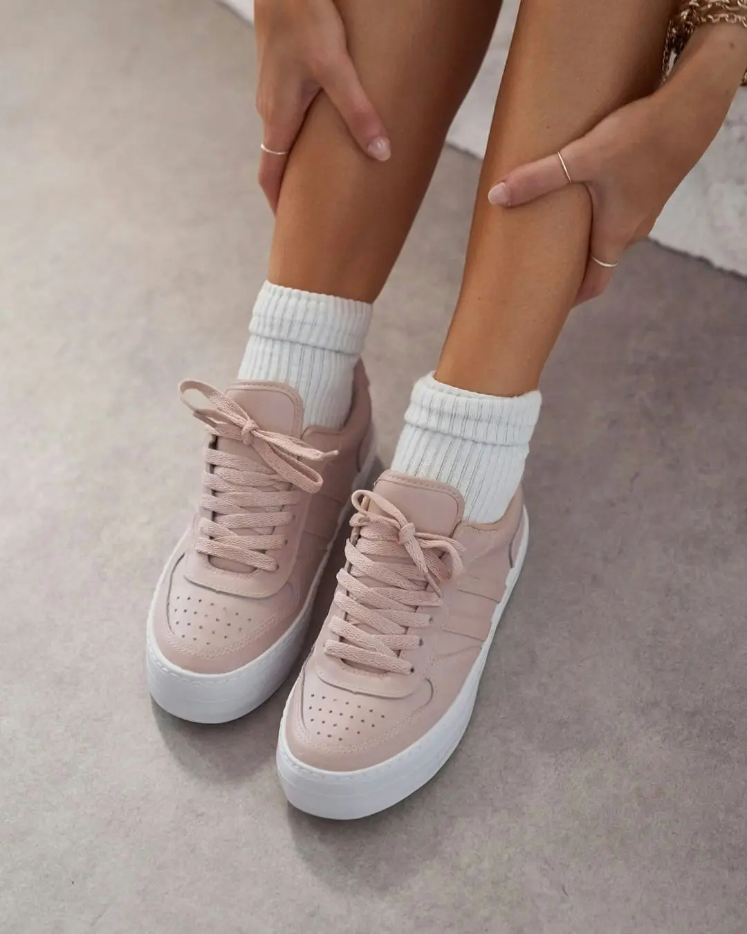 Emmett Leather Trainer Blush