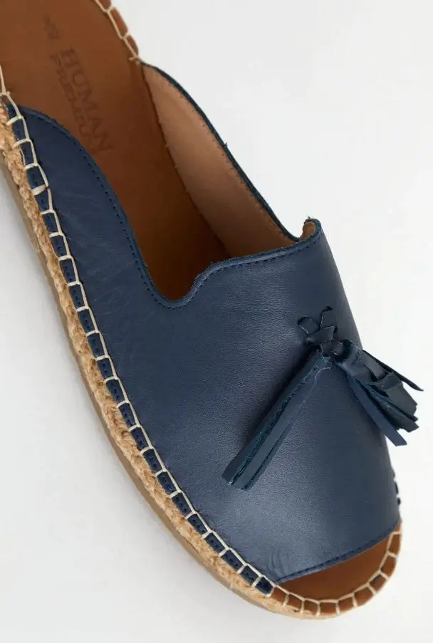 Via Leather Espadrille Navy