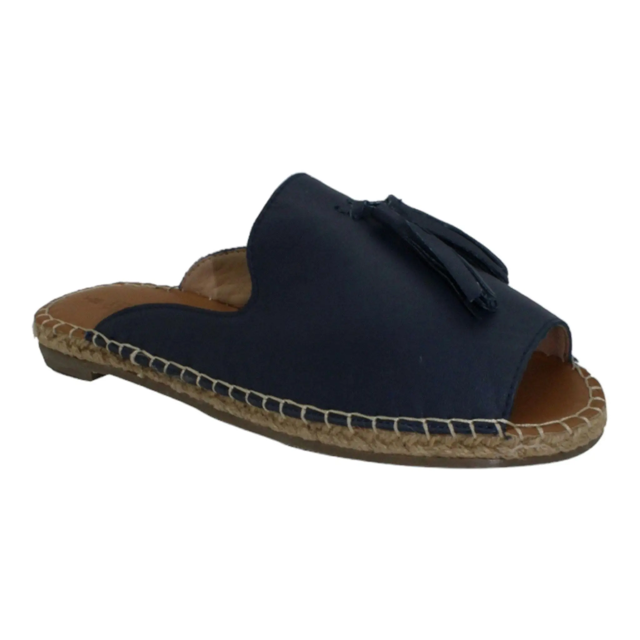 Via Leather Espadrille Navy