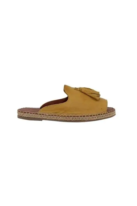 Via Leather Espadrille Mustard