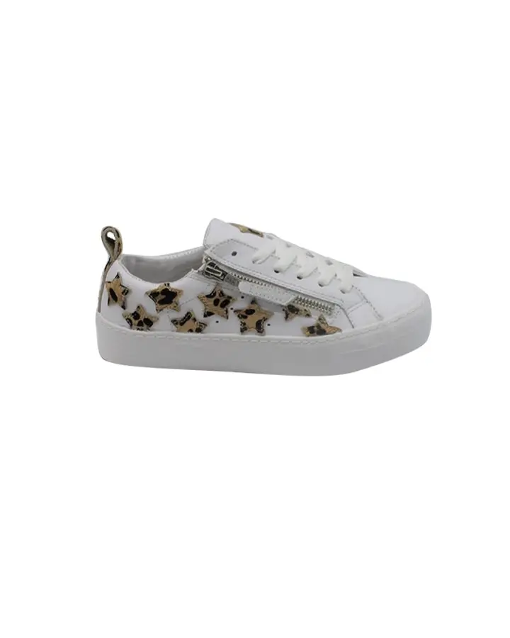 Cuba Leather Trainer White Ocelot