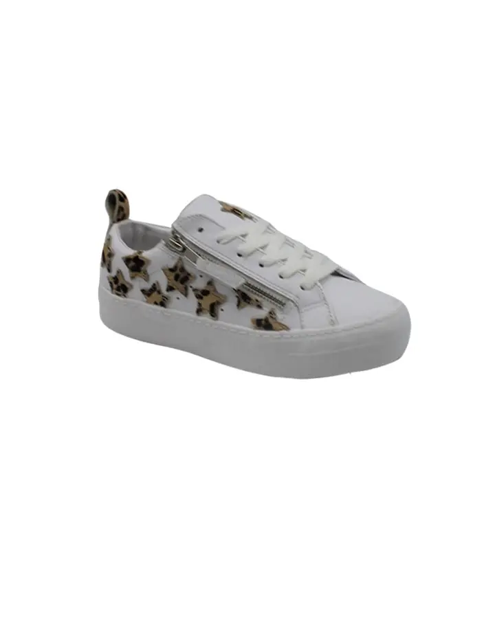 Cuba Leather Trainer White Ocelot