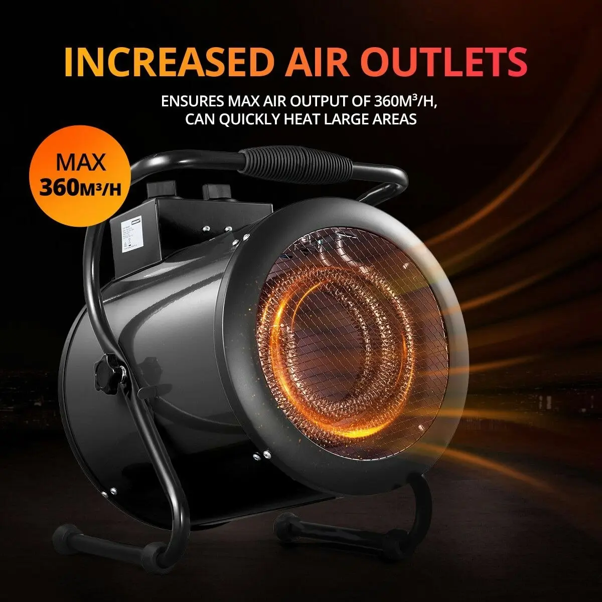 Ausway Industrial Fan Heater Electric Portable 2 in 1 Hot Air Blower Carpet Dryer for Warehouse Shed Workshop SAA 3000W