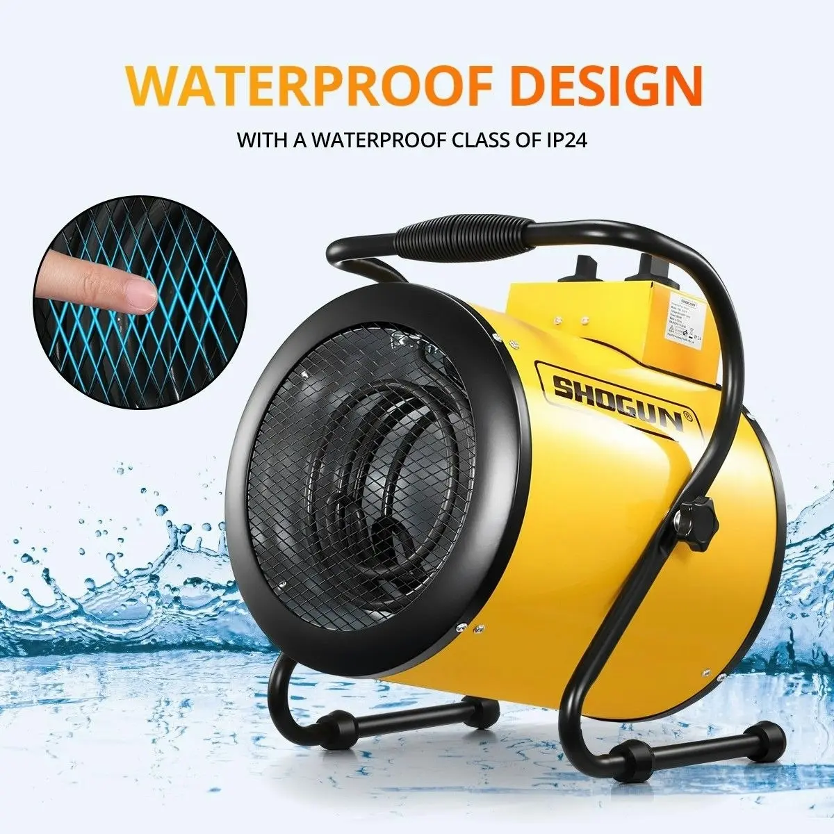 Shogun 2-in-1 3000W Portable Electric Industrial Fan Heater Free Standing Carpet Dryer SAA Yellow