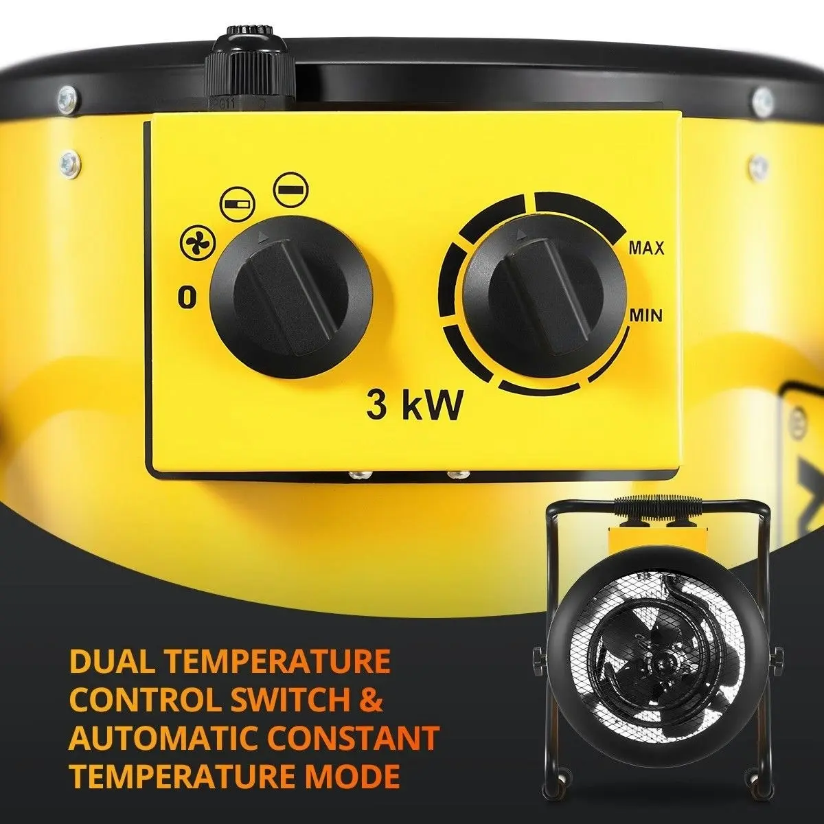 Shogun 2-in-1 3000W Portable Electric Industrial Fan Heater Free Standing Carpet Dryer SAA Yellow