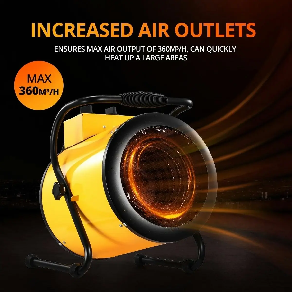 Shogun 2-in-1 3000W Portable Electric Industrial Fan Heater Free Standing Carpet Dryer SAA Yellow