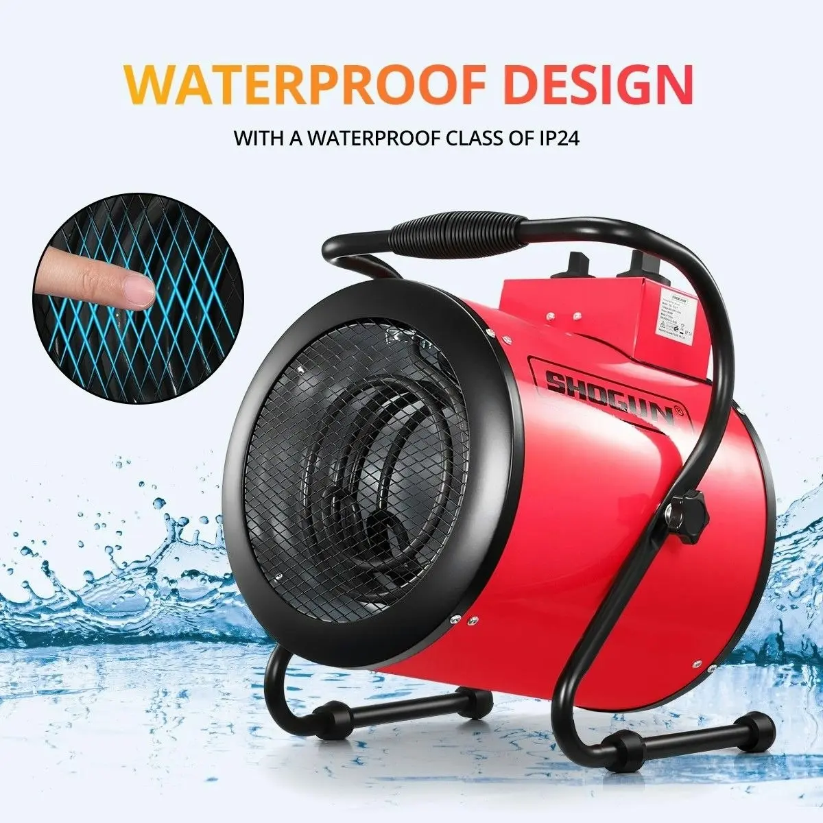 Shogun 2-in-1 3000W Portable Electric Industrial Fan Heater Free Standing Carpet Dryer SAA Red