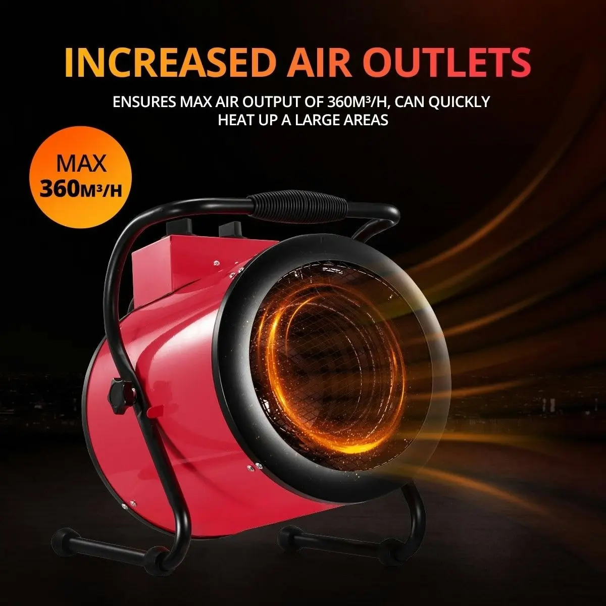 Shogun 2-in-1 3000W Portable Electric Industrial Fan Heater Free Standing Carpet Dryer SAA Red