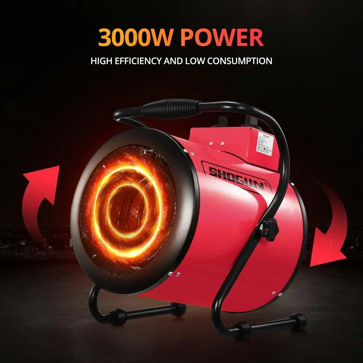 Shogun 2-in-1 3000W Portable Electric Industrial Fan Heater Free Standing Carpet Dryer SAA Red