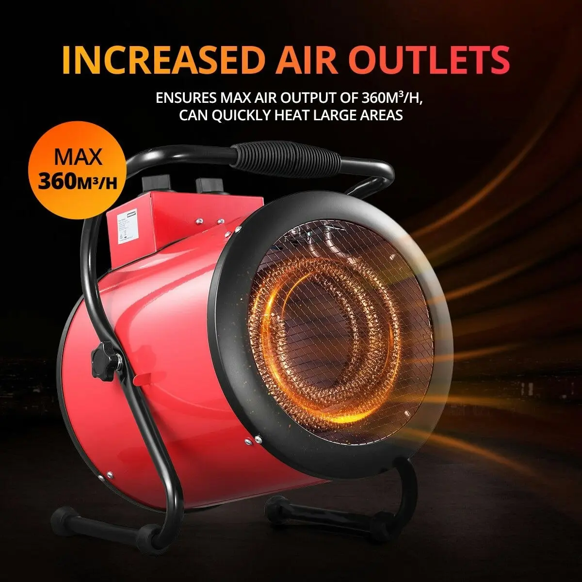 Ausway Industrial Fan Heater 2 in 1 Portable Electric Hot Air Blower Carpet Dryer for Shed Warehouse Workshop SAA 3000W