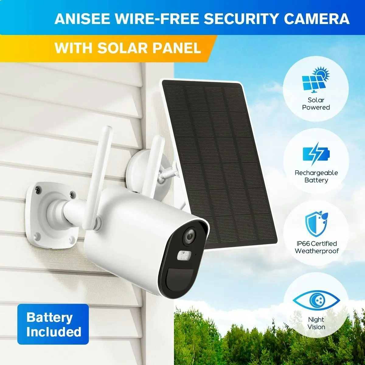 Ausway Anisee WIFI Camera CCTV Installation Solar Powered Surveillance Home Security System