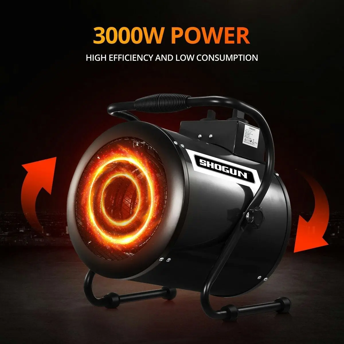 Ausway Industrial Fan Heater Electric 2 in 1 Portable Hot Air Blower Carpet Dryer for Workshop Warehouse Shed SAA 3000W