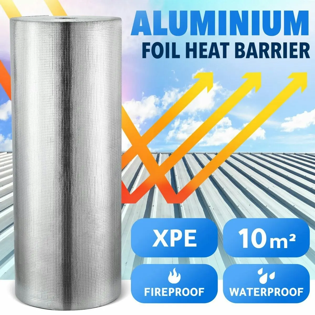 Ausway Foil Heat Barrier Shield Reflective Radiant Cell Insulation Rolls Roofing Aluminium XPE 90x1112cm 10sq m Ceiling Attic Loft Wall Window