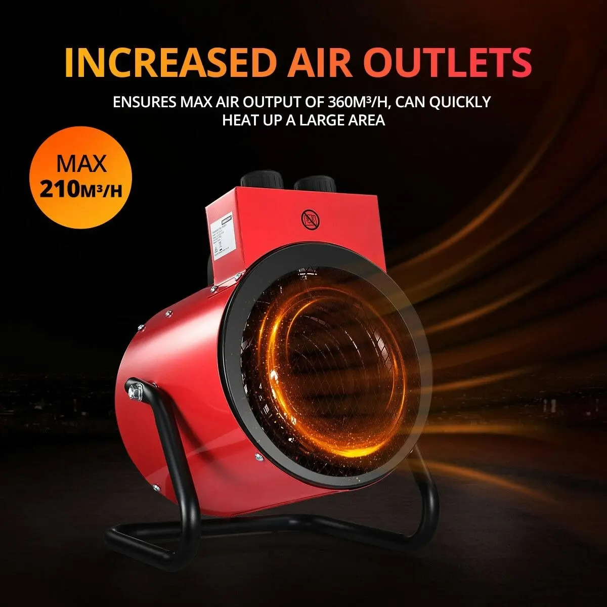 Shogun 2000W 2 in 1 Portable Electric Heater Industrial Fan Heater freestanding Carpet Dryer with SAA Red