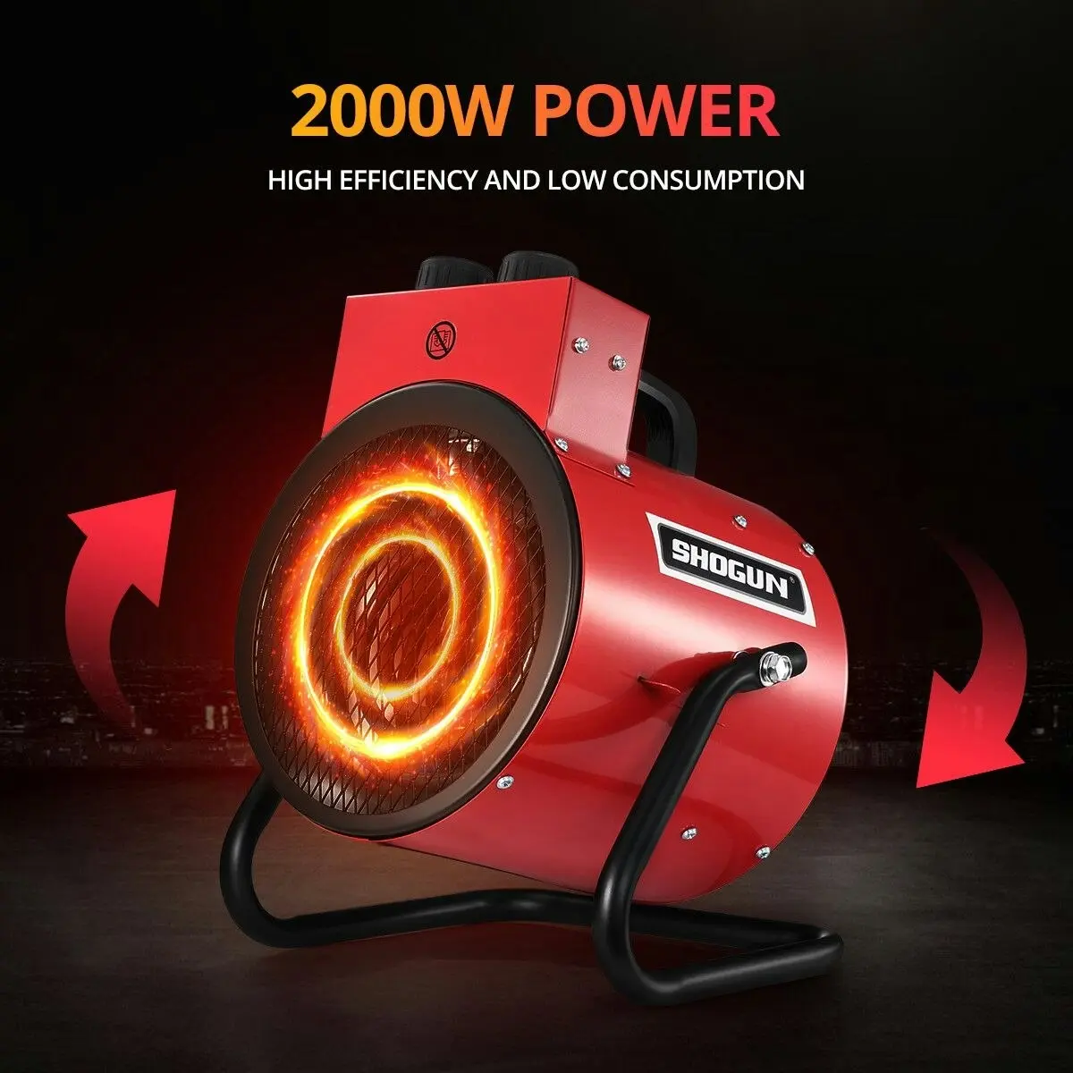 Shogun 2000W 2 in 1 Portable Electric Heater Industrial Fan Heater freestanding Carpet Dryer with SAA Red