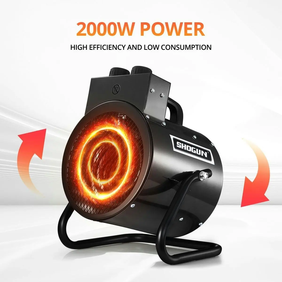 Shogun 2 in 1 2000W Portable Electric Heater Industrial Fan Heater Freestanding Carpet Dryer with SAA Black