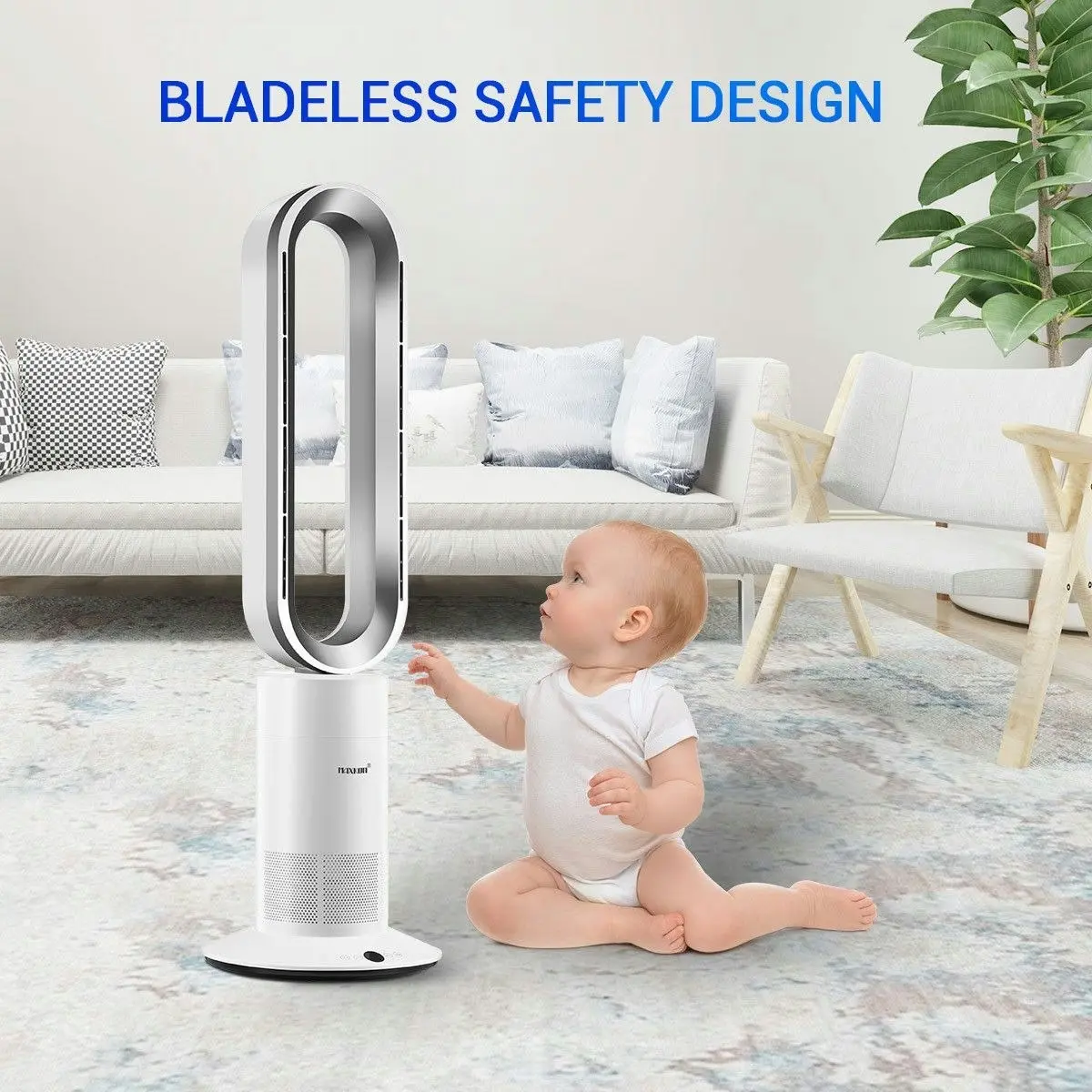 Maxkon Bladeless Tower Fan 2 In 1 Heater Cool Hot Oscillating Heating with LED and Remote Control