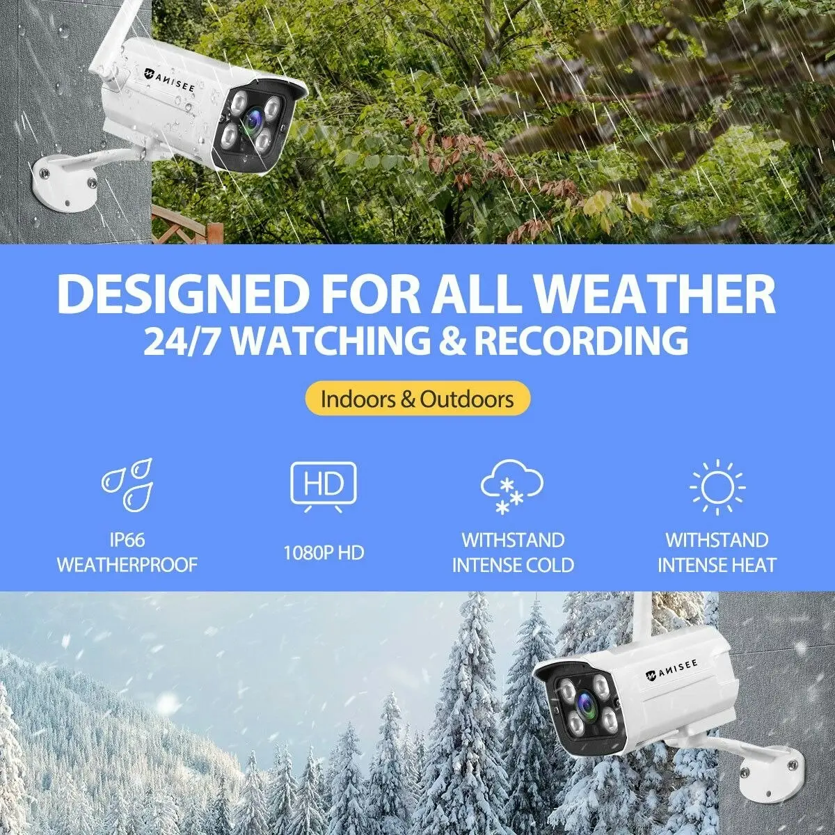 Ausway 1080P Security Camera Set CCTV Wireless Home Outdoor Surveillance System Full HD 4 Channel WiFi NVR