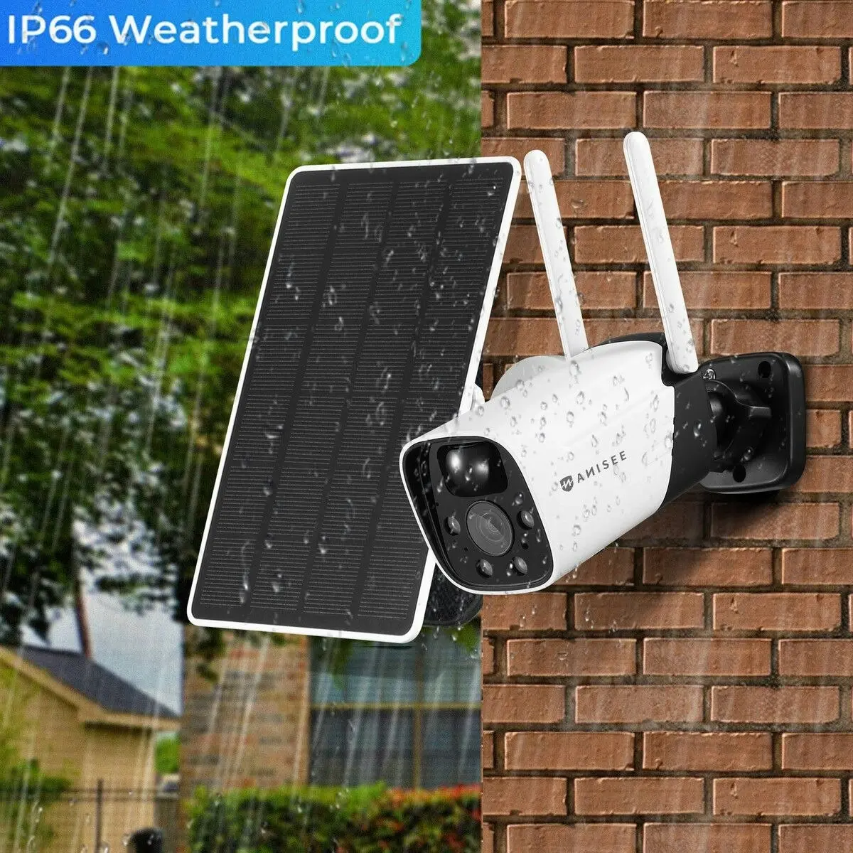 Ausway Solar-powered Security Camera WiFi Home CCTV Outdoor Surveillance System with Battery Weatherproof