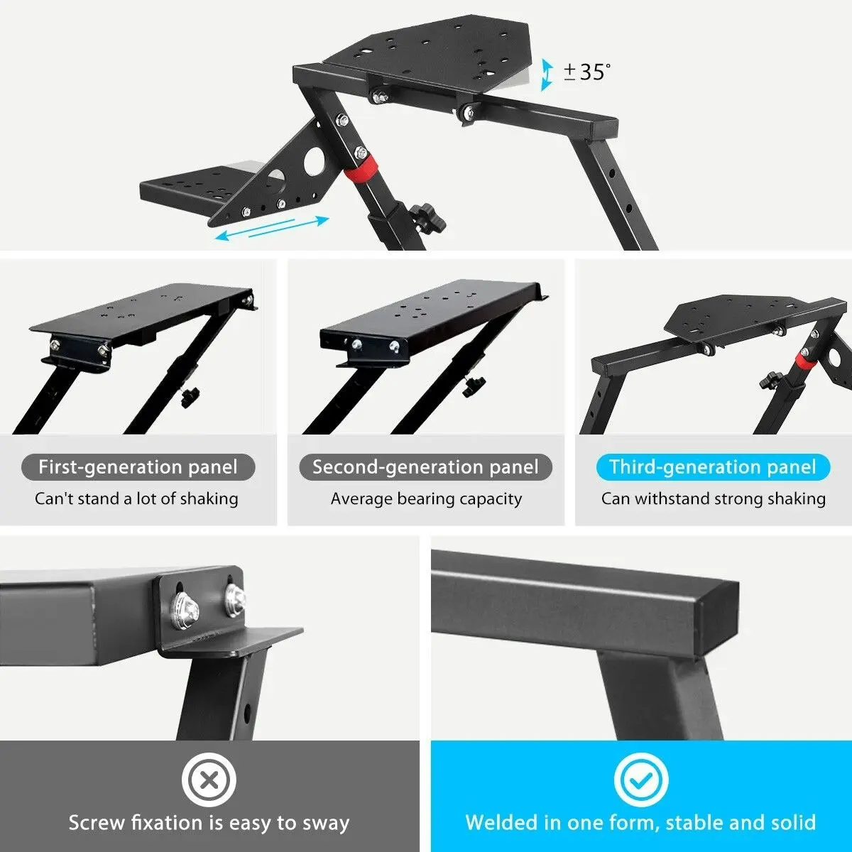 Ausway Sim Racing Wheel Stand Foldable Simulator Steering Mount Gaming Accessories for Thrustmaster Logitech