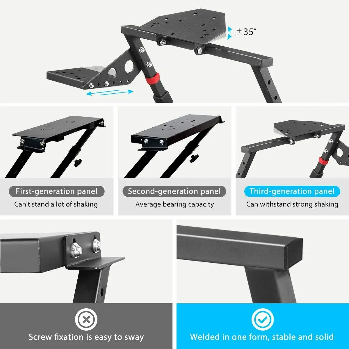 Ausway Sim Racing Wheel Stand Simulator Steering Mount Foldable Gaming Accessories for Logitech Thrustmaster