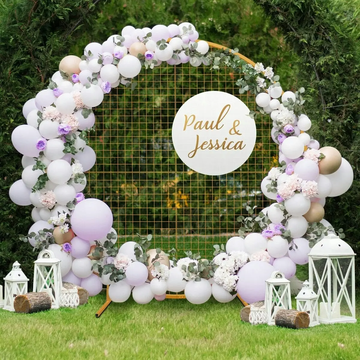 Ausway 1.8M Wedding Party Backdrop Stand Arch Mesh Gold Round Hoop Decoration Circle Metal Frame Photo Balloon Flower Display