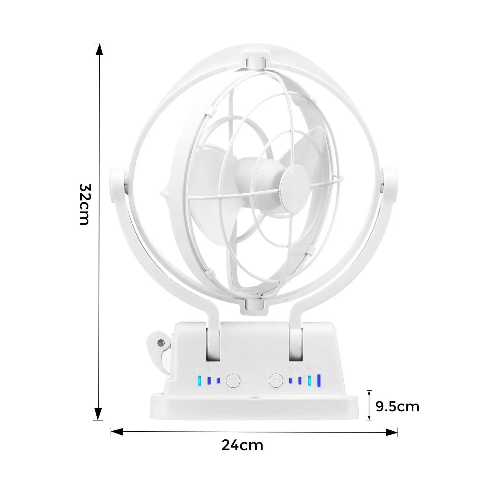 Ausway 12V 24V Caravan Fan Camping Trailer RV Camper Boat Gimbal Design 360 Degree Campervan Motorhome with Remote Control White