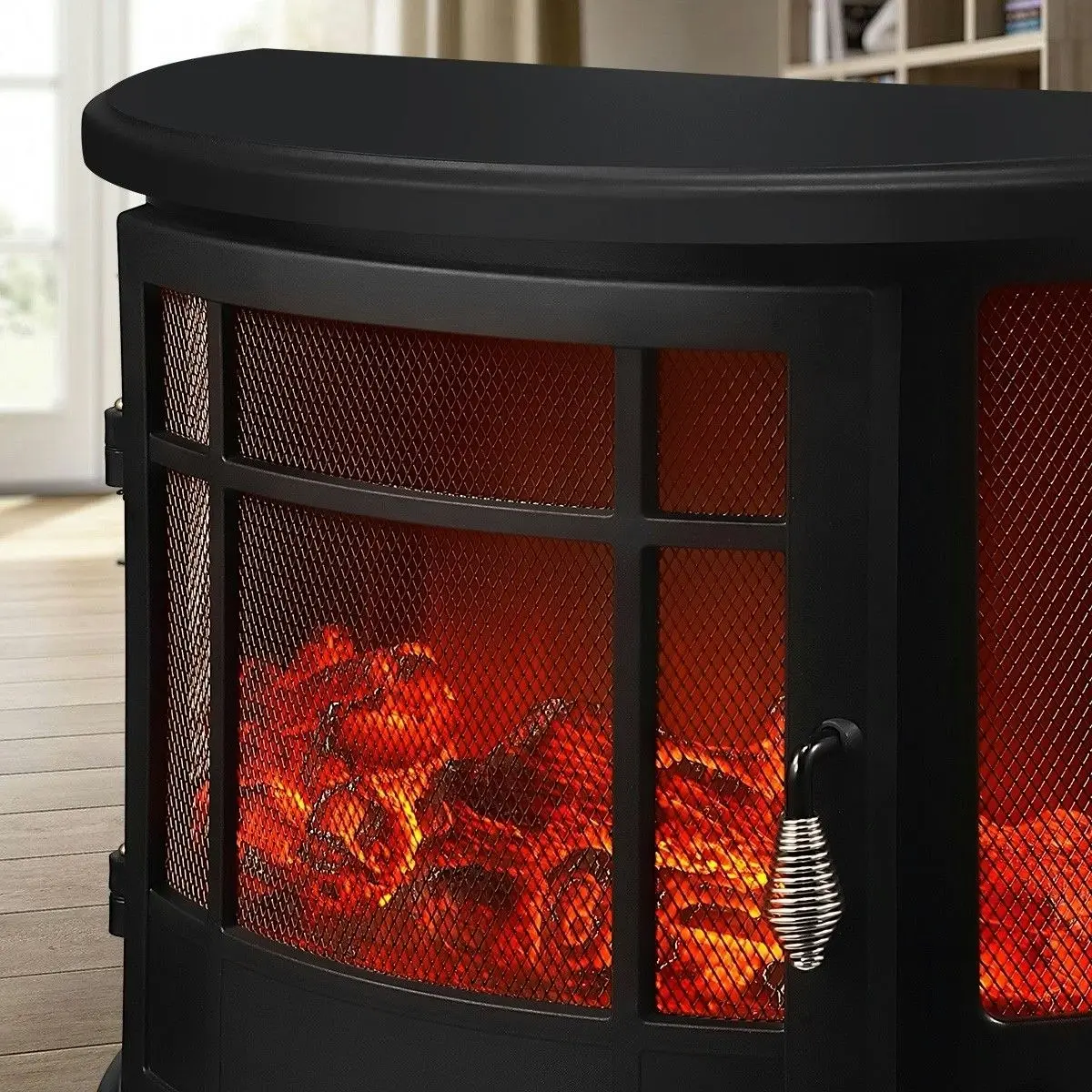 Maxkon  Electric Fireplace Freestanding Stove Heater LED Flame Effect Log Fire 1800W