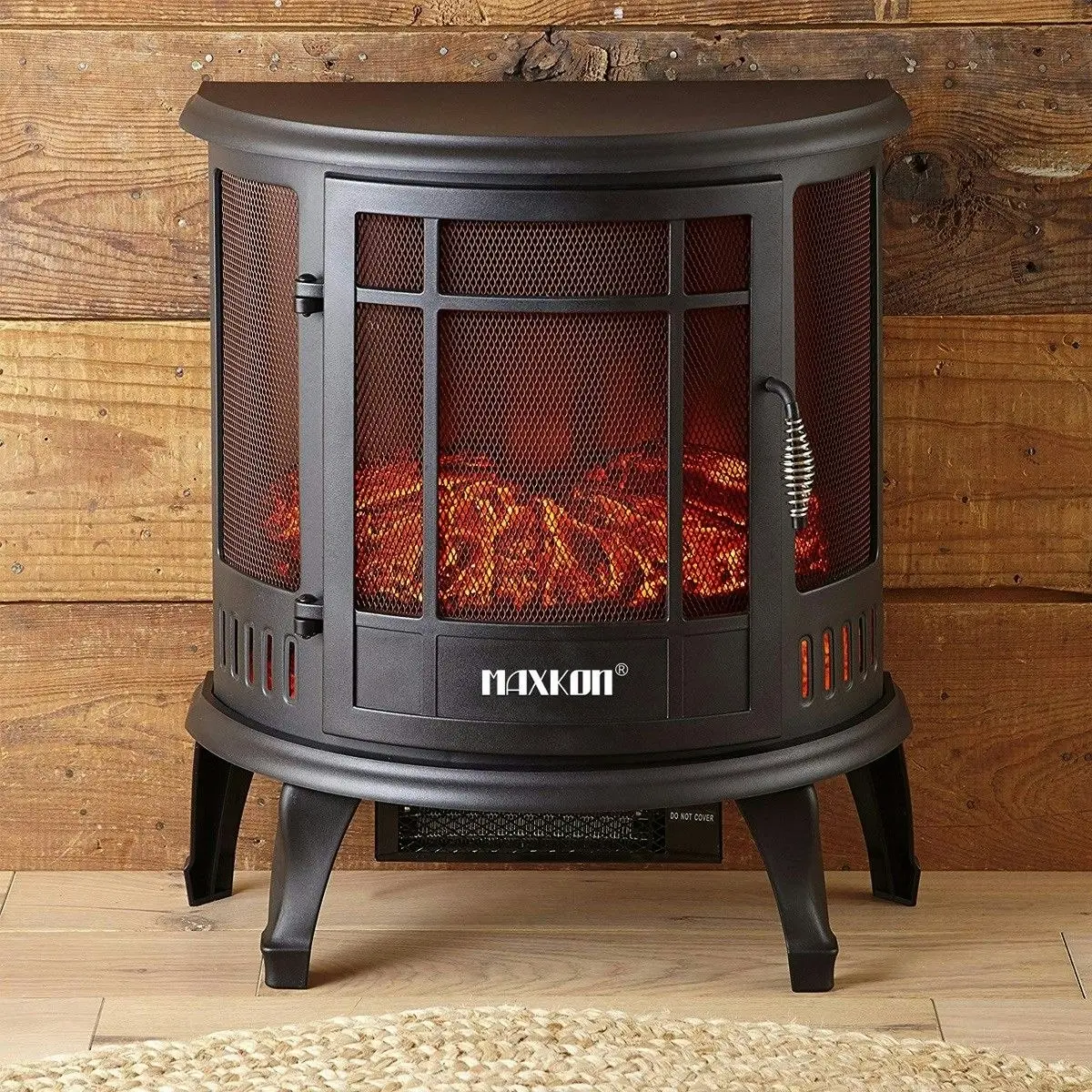 Maxkon  Electric Fireplace Freestanding Stove Heater LED Flame Effect Log Fire 1800W