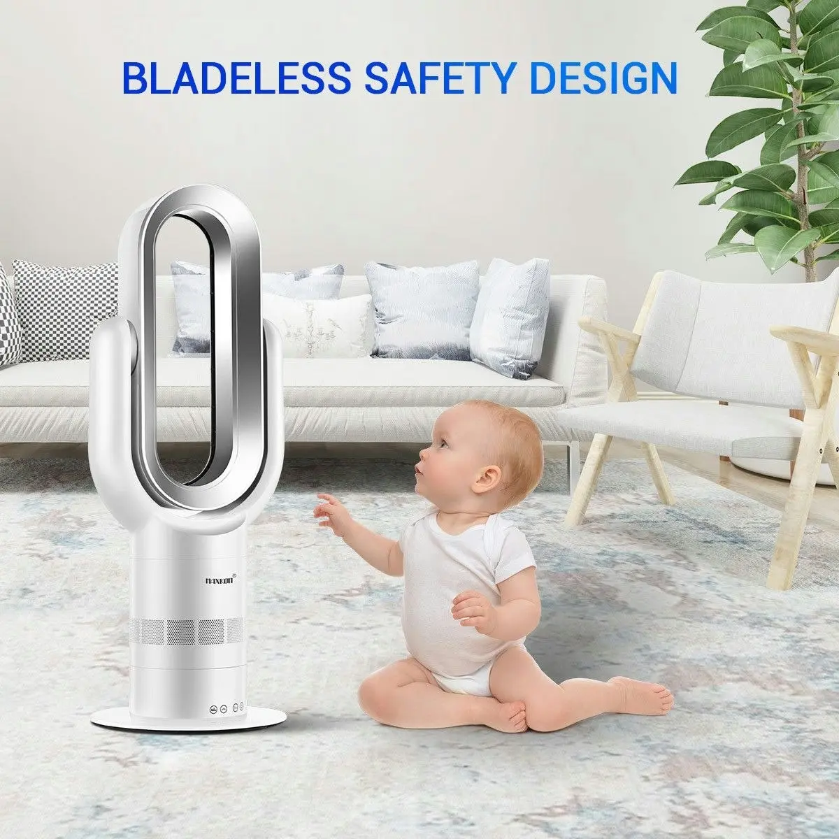 Maxkon Bladeless Tower Fan Oscillating Heating 2 In 1 Cool Hot with Led Screen and Remote Control