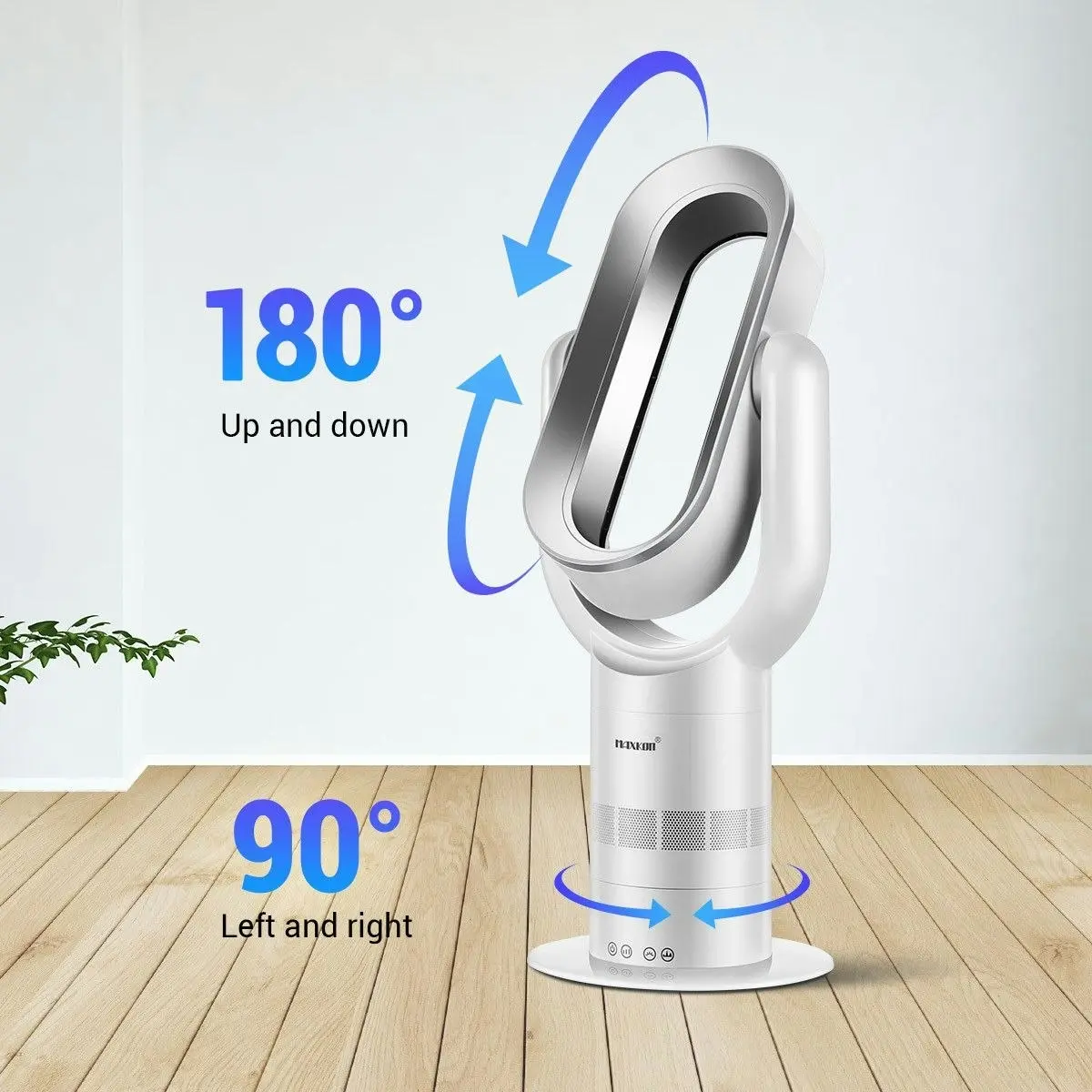 Maxkon Bladeless Tower Fan Oscillating Heating 2 In 1 Cool Hot with Led Screen and Remote Control