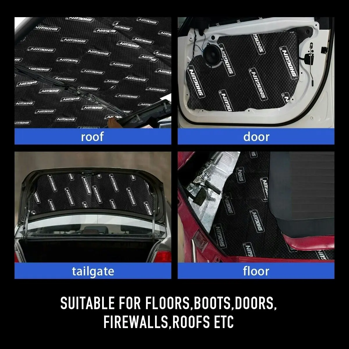 Shogun Butyl Sound Deadener Car Deadening Mat Automotive Insulation Noise Proofing Shield 2.2mm Rubber 4 SQM 50x800cm