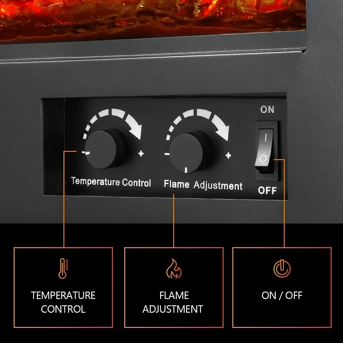 Maxkon 16 Inch Panoramic Electric Fireplace Heater Stove 1800W Portable Flame Thermostat