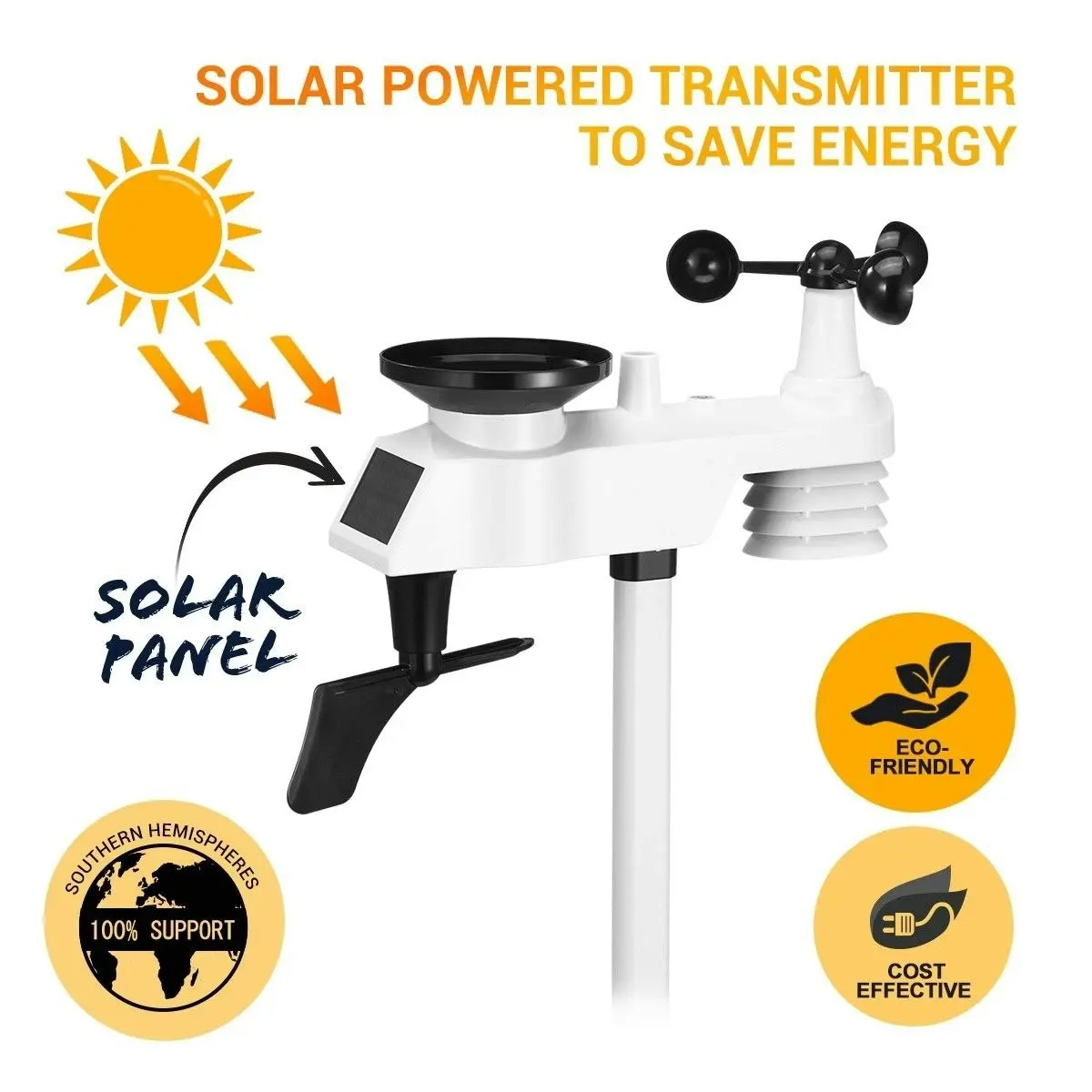 Maxkon  Solar Powered Weather Forecast Station WIFI Wireless Rain Gauge Temperature