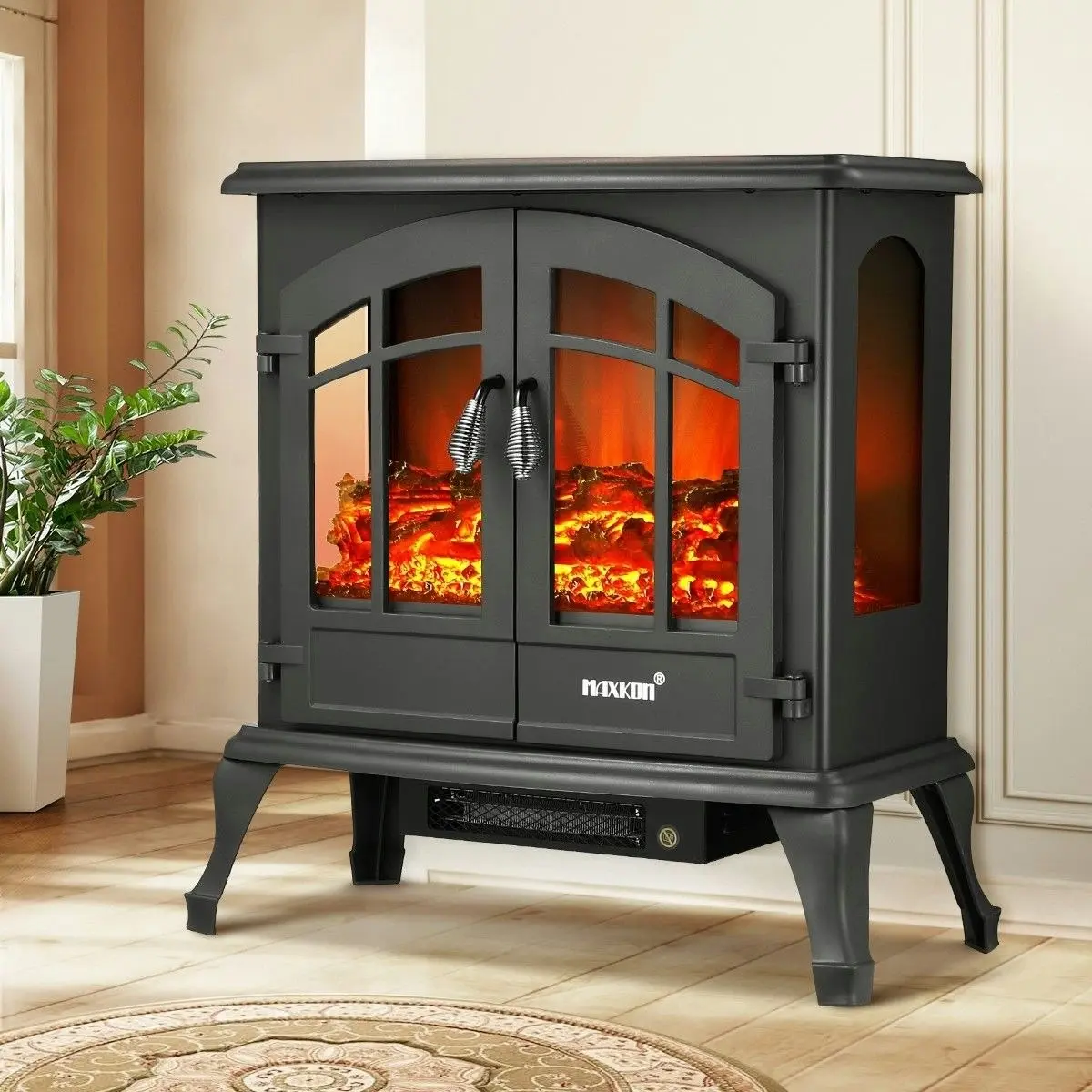 Maxkon 1800W Portable Freestanding 22-inch Electric Fireplace Stove Heater Thermostat 3D Flame Effect