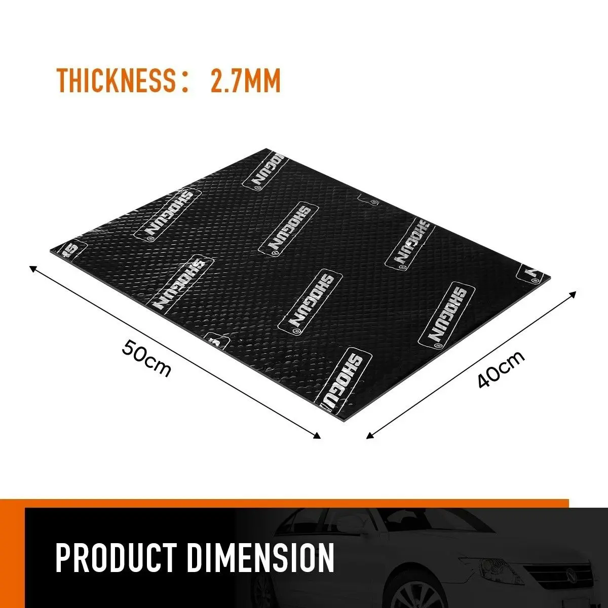 Shogun Butyl Sound Deadener Insulation Car Deadening Mat Automotive Proofing Noise Shield Truck Vibration 2.7mm Rubber 4 SQM 20Pcs