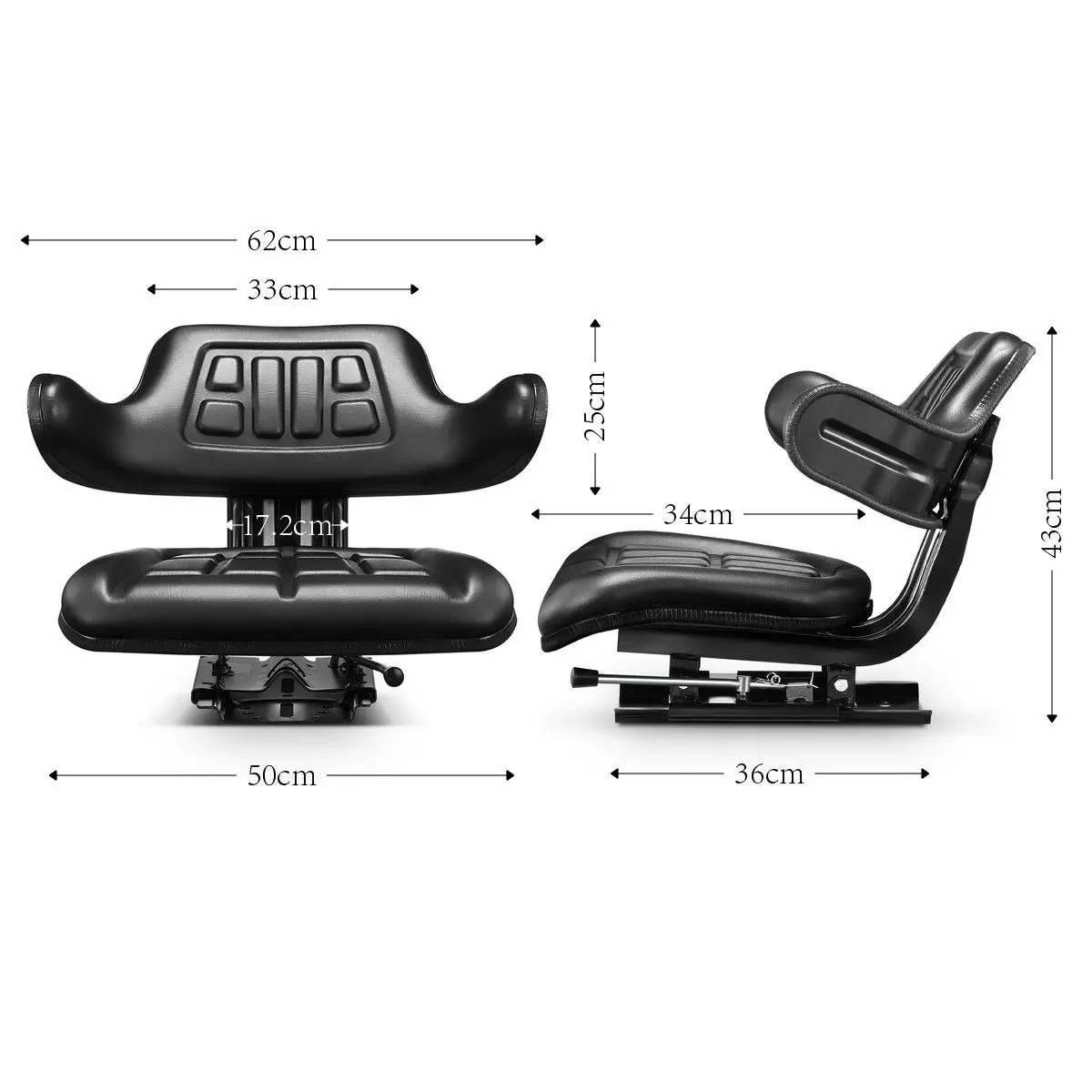 Ausway Black PU Leather Tractor Seat Excavator Forklift Truck Seat Universal Chair