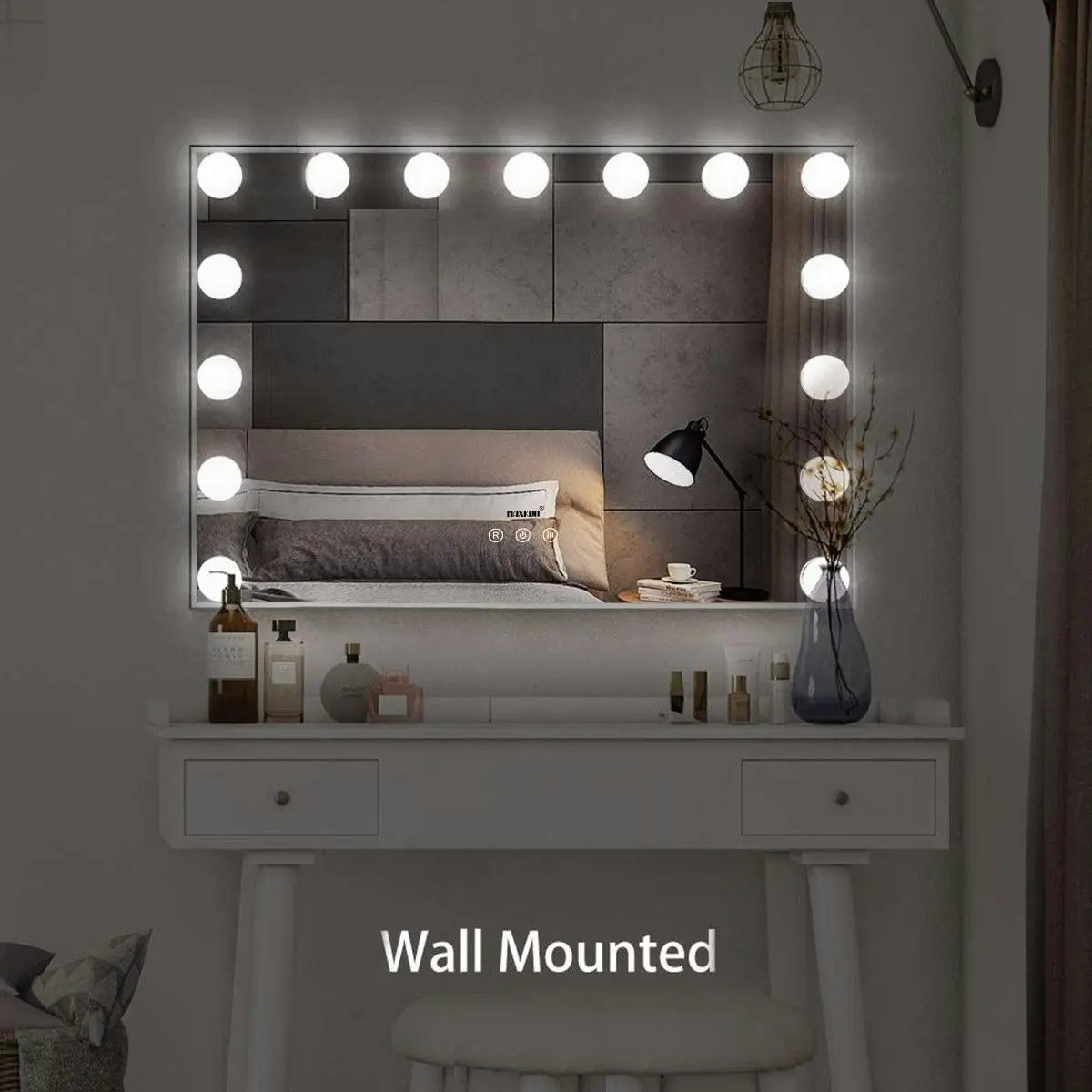 Maxkon Hollywood Style Makeup Mirror 15 LED Lighted Vanity Mirror  Adjustable Brightness