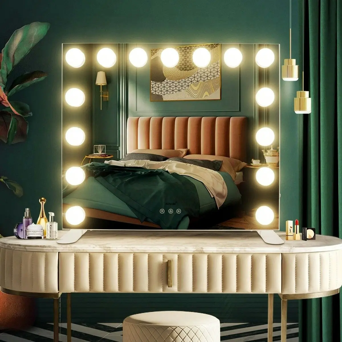 Maxkon Hollywood Style Makeup Mirror 15 LED Lighted Vanity Mirror  Adjustable Brightness