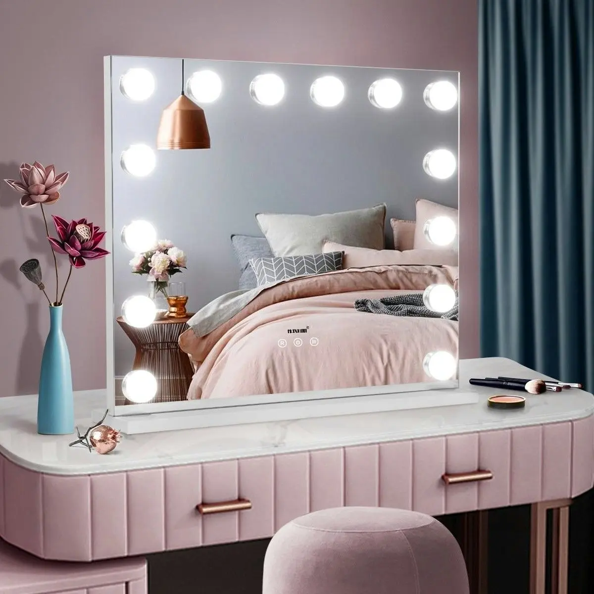 Maxkon Makeup Mirror Hollywood Style 14 LED Lighted Vanity Mirror  Adjustable Brightness