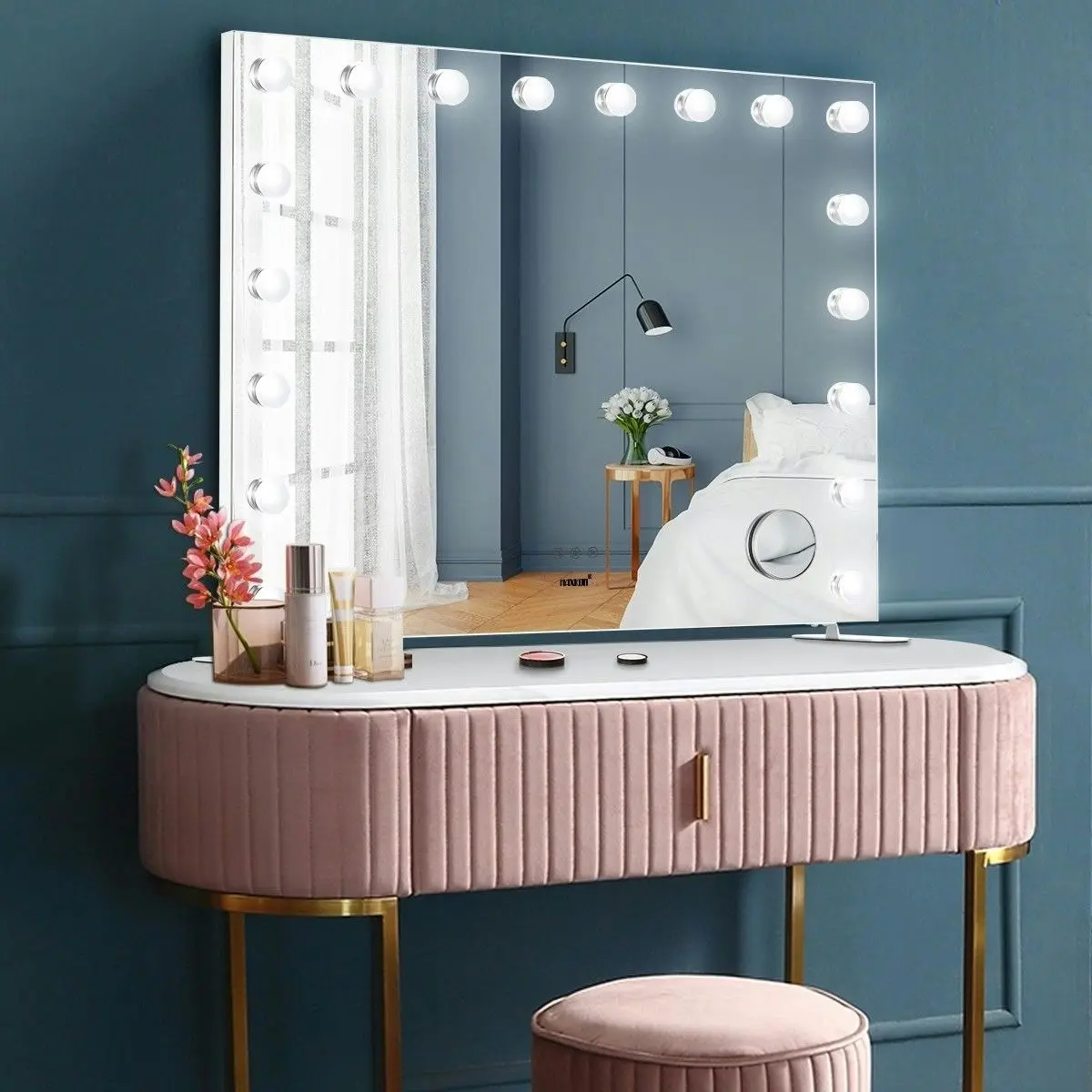 Maxkon Makeup Mirror Hollywood Vanity Mirror  18 LED Lighted Mirror with Adjustable Brightness